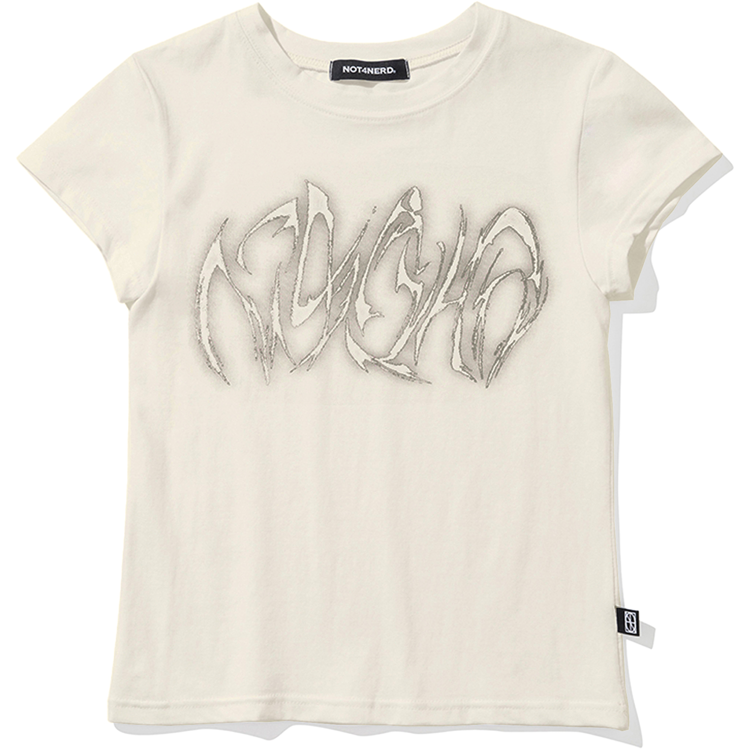 W Blur Boomerang Logo T-Shirts - Ivory,NOT4NERD