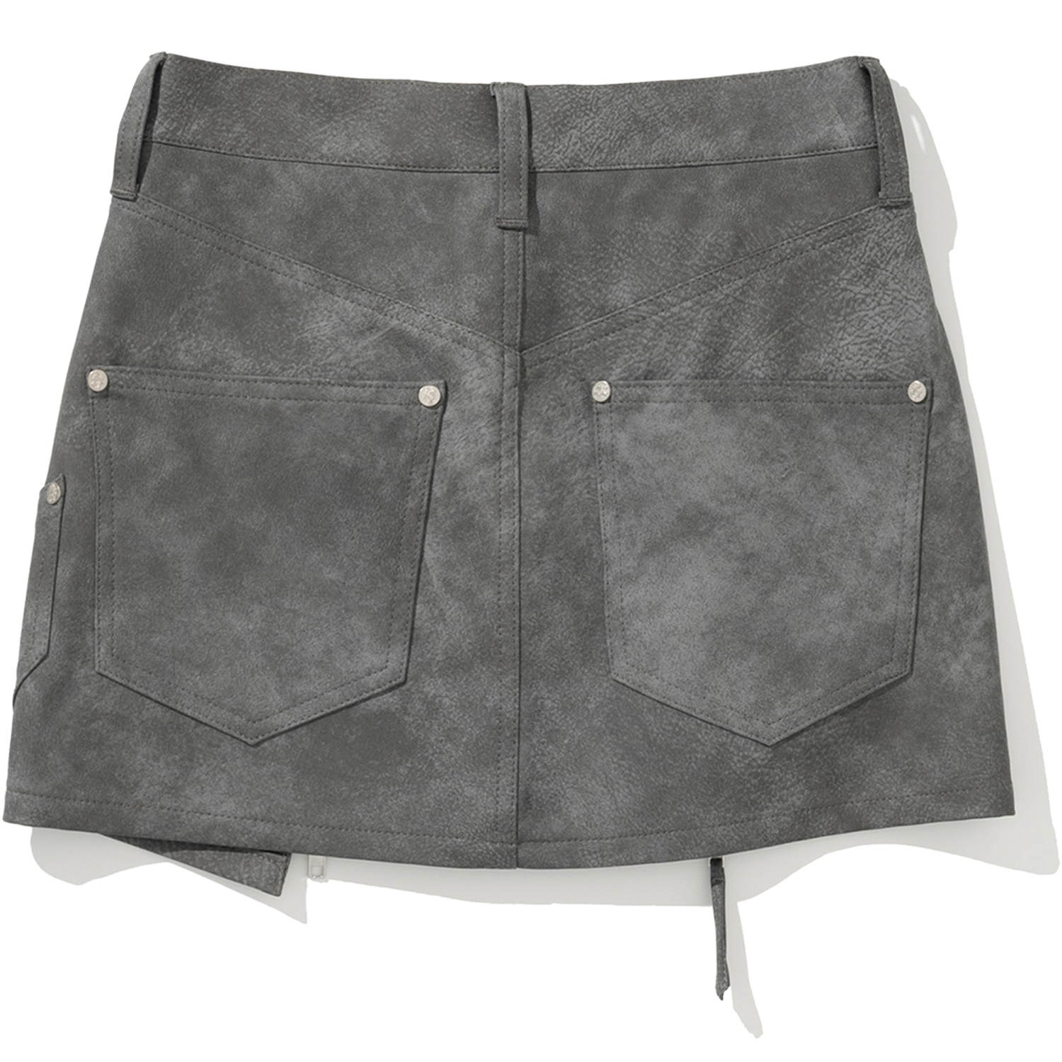 W Vintage Leather Zipper Mini Skirt - Charcoal,NOT4NERD